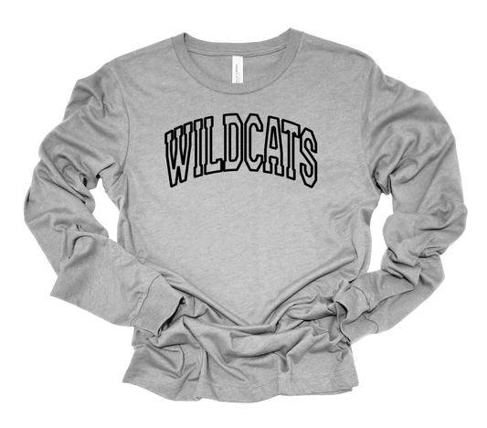 Wildcat Faux Embroidery Bella Canvas Long Sleeve