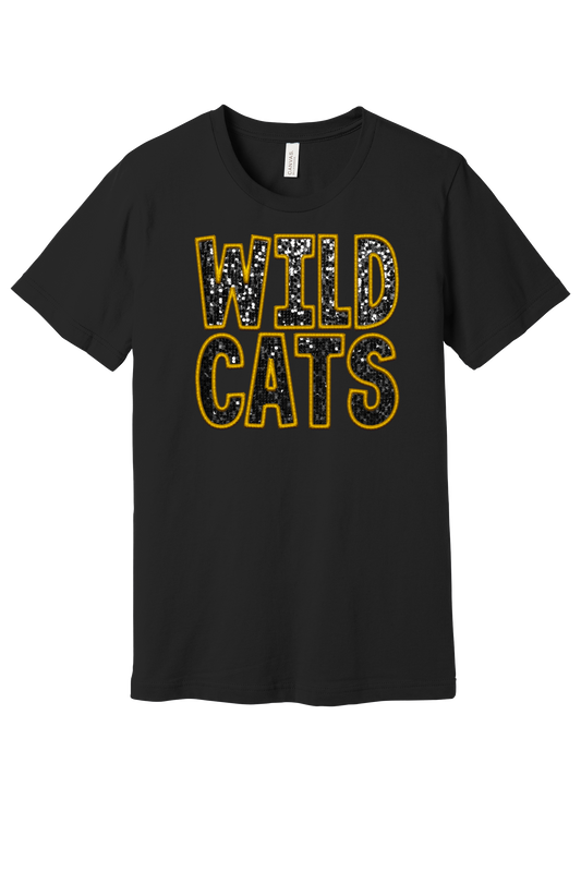 Youth Wildcat Sparkle Faux Embroidery Bella Canvas T-Shirt